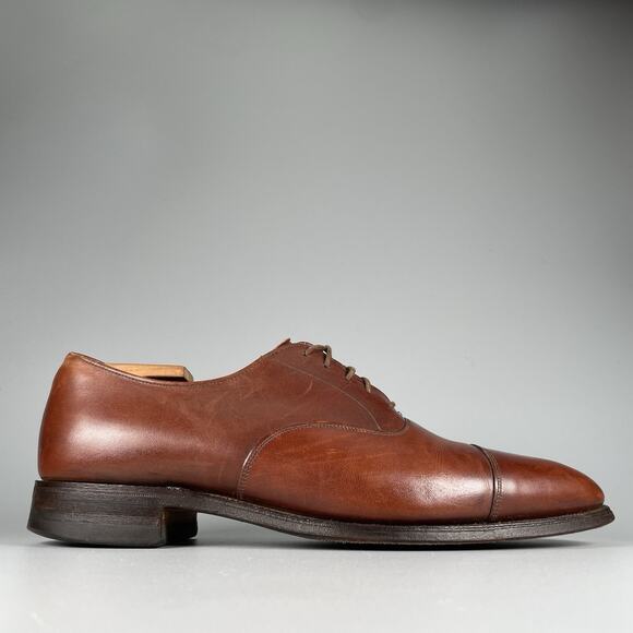 Royal Tweed by Cheaney Men’s UK 10.5 US 11.5 Brown Leather Cap Toe Oxford Shoes - Picture 6 of 10
